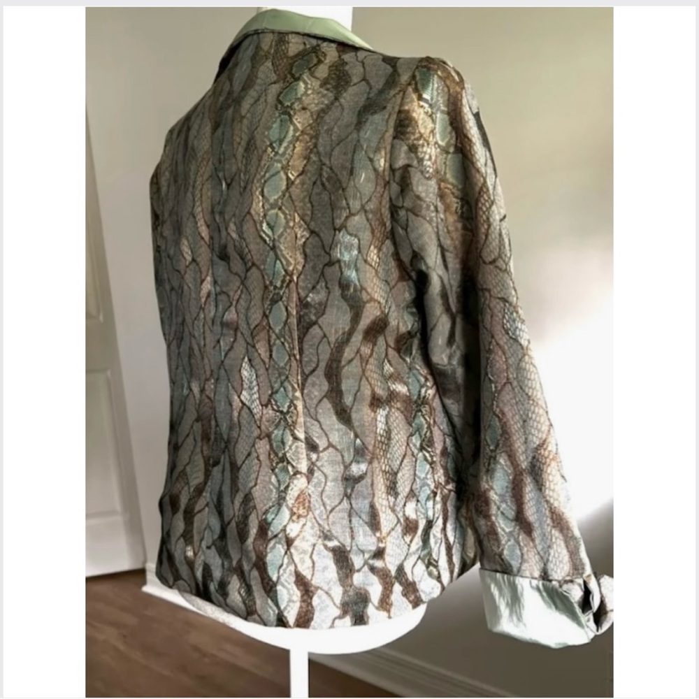 Vintage Metallic Brown Snake-Inspired Jacket • Seafoam Green Trim - Picture 3 of 15
